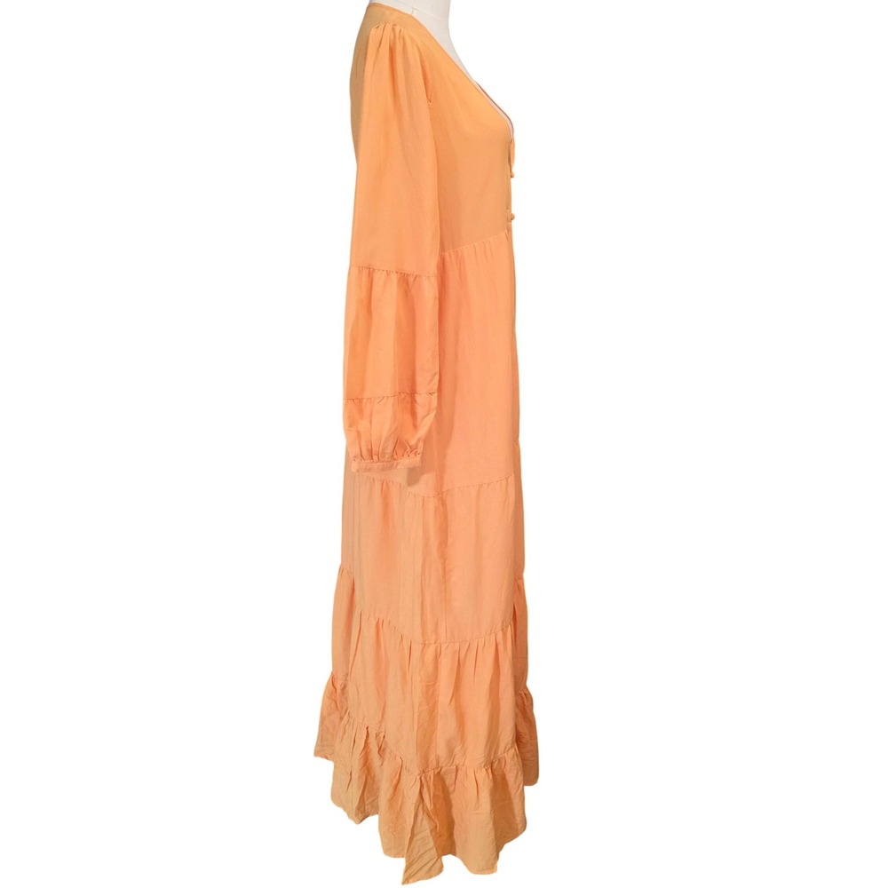Urban Outfitters Tiered Maxi Dress Womens L Apricot Orange New Button Front Boho - Picture 4 of 8